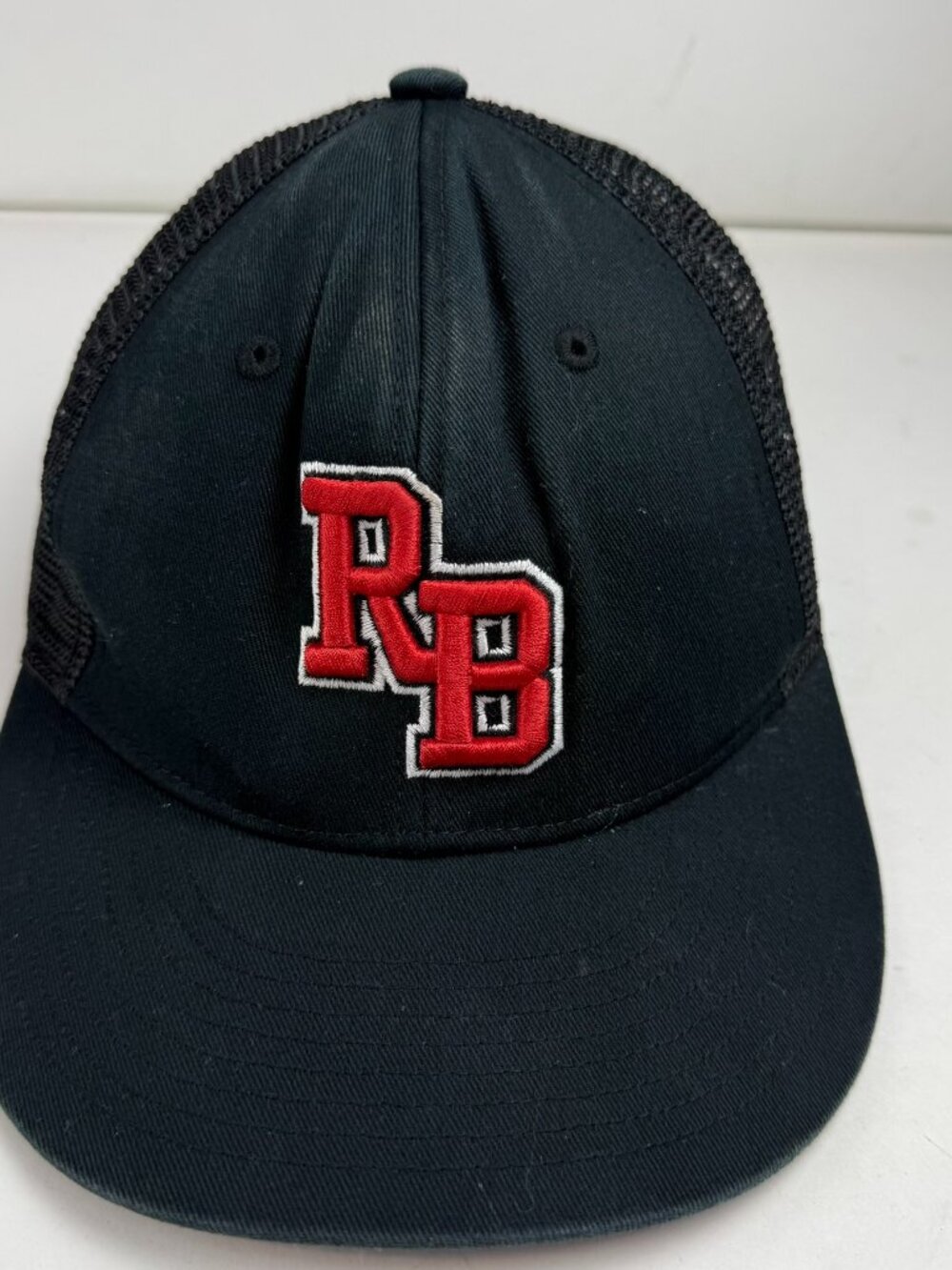 Champro RB Baseball Snapback Hat Black Red Embroidered Mesh Trucker Cap